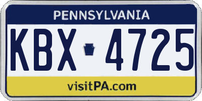 PA license plate KBX4725