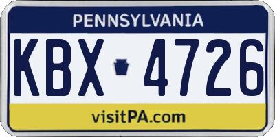 PA license plate KBX4726