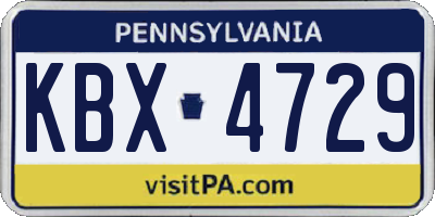 PA license plate KBX4729