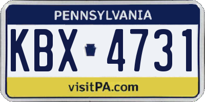 PA license plate KBX4731