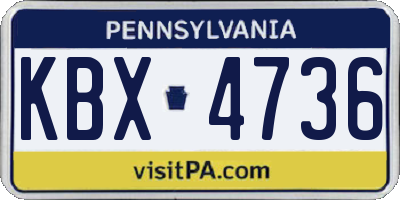 PA license plate KBX4736