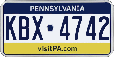 PA license plate KBX4742