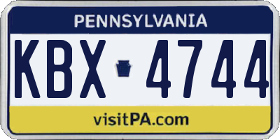 PA license plate KBX4744