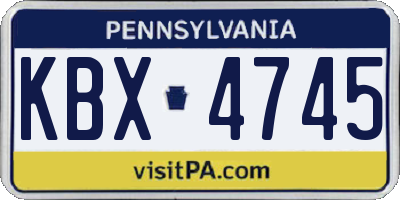 PA license plate KBX4745
