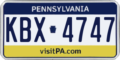 PA license plate KBX4747
