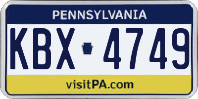 PA license plate KBX4749