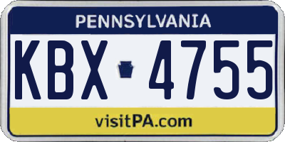 PA license plate KBX4755