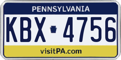 PA license plate KBX4756
