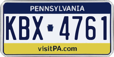 PA license plate KBX4761
