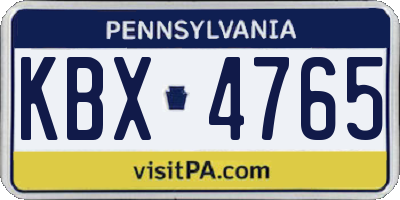 PA license plate KBX4765
