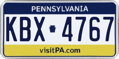 PA license plate KBX4767