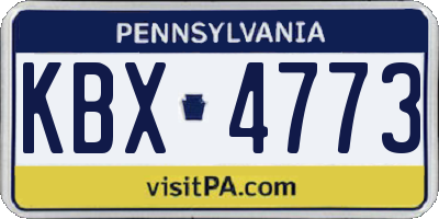 PA license plate KBX4773