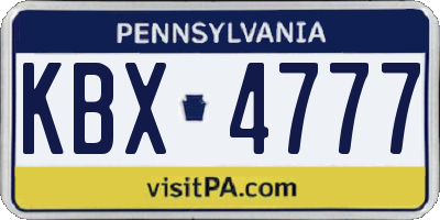 PA license plate KBX4777