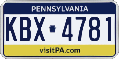 PA license plate KBX4781
