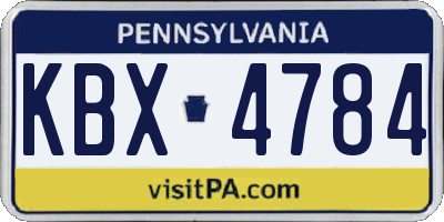 PA license plate KBX4784
