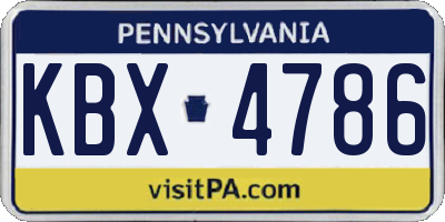 PA license plate KBX4786