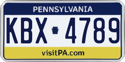 PA license plate KBX4789