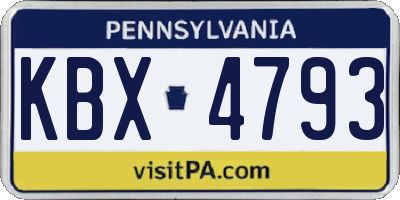 PA license plate KBX4793