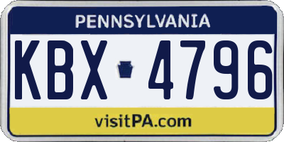 PA license plate KBX4796