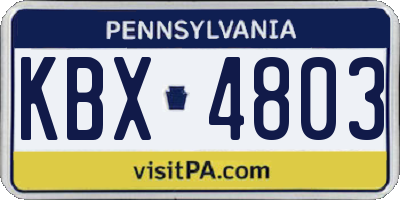 PA license plate KBX4803