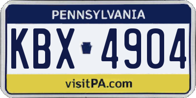 PA license plate KBX4904