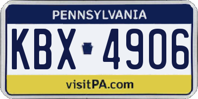 PA license plate KBX4906
