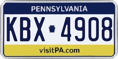 PA license plate KBX4908