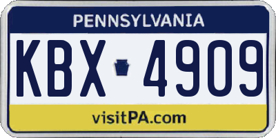 PA license plate KBX4909