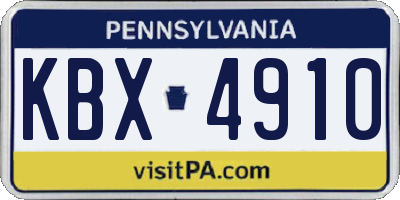 PA license plate KBX4910