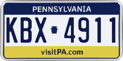 PA license plate KBX4911