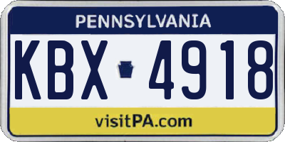 PA license plate KBX4918