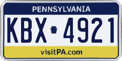 PA license plate KBX4921