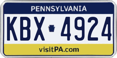 PA license plate KBX4924