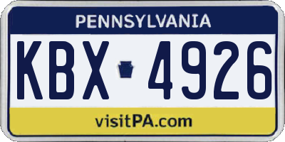 PA license plate KBX4926
