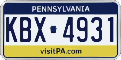 PA license plate KBX4931
