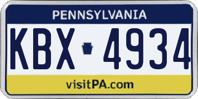 PA license plate KBX4934