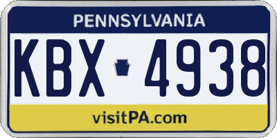 PA license plate KBX4938