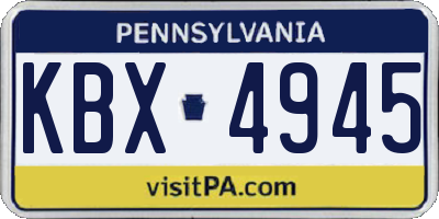 PA license plate KBX4945