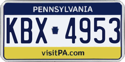 PA license plate KBX4953