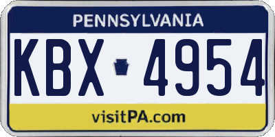 PA license plate KBX4954