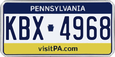PA license plate KBX4968