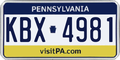 PA license plate KBX4981