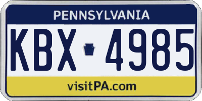 PA license plate KBX4985