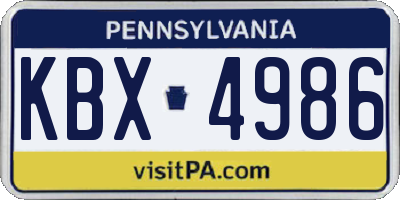 PA license plate KBX4986