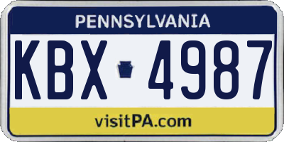 PA license plate KBX4987
