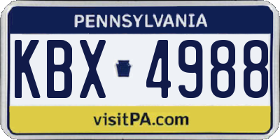 PA license plate KBX4988