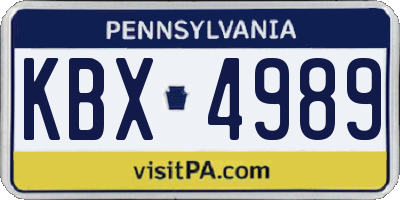 PA license plate KBX4989