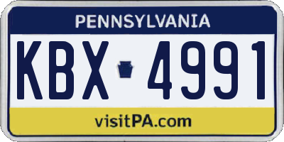 PA license plate KBX4991