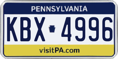 PA license plate KBX4996