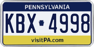 PA license plate KBX4998